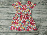 Cartoon Princess Fish Flower Blue Girl's Dress