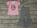 BE MINE Pink Black Plaid Girl's Set