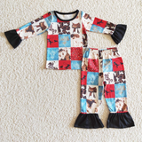 Western Cow Plaid Pajamas Boy's Girl's Matching Clothes