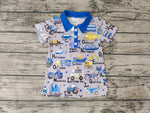 Lifeboat Dumptruck Blue Short Sleeves Buttons Boy's Shirt