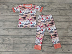 SALE BSPO0041  Fish Hook Orange Boy's Set Pajamas