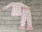 Fashion Flower Rose Pink Leopard Girl's Pajamas