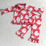 6 C7-24/6 C8-40 Christmas Santa Red Boy's Girl's Matching Clothes Pajamas