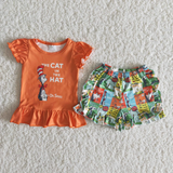 Summer Reading Orange The Cat In The Hat Girl's Boy's Matching Clothes