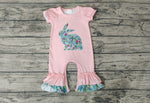 Easter Rabbit Floral Flower Pink Cute Baby Cute Girl's Romper