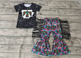 Fashion Western Leopard Tassel Black Girl's Set