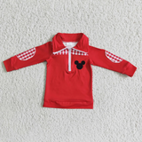 Cartoon Red Mouse Pullover Boy's Girl's Matching Clothes