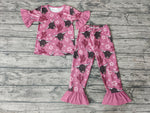 Cow Cactus Pink Flower Girl's Set Pajamas