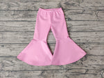 P0049 Boutique Light Pink Leather Flared Girl's Pants