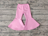 P0049 Boutique Light Pink Leather Flared Girl's Pants