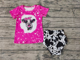 Cute Cow Pink Girl's Bummie Set