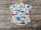 New Fish Hook Short Sleeves Buttons Boy's Shirt