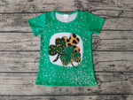 GT0109 st patrick Lucky Leaf Green Girl's Shirt Top
