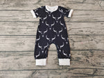 Western Skull Bull Black Baby Boy's Romper