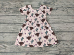 SALE GSD0178  Western Cow Cactus Girl's Dress