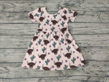 SALE GSD0178  Western Cow Cactus Girl's Dress