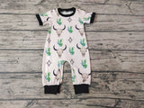 Western Skull Bull Cactus Black Baby Boy's Romper