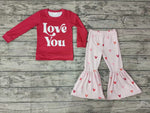 GLP0397 Valentine's Day Love You Red Girl's Set
