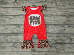 SR0149 Crawfish Red Leopard Baby Cute Girl's Romper