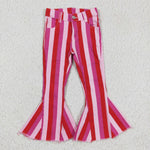 Boutique GLP0420 Valentine's Day Pink Fashion Gold Velvet Top Jeans With Belt 3 Pcs Girl's Set