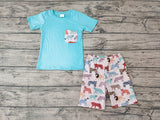 SALE BSSO0119 Summer Tiger Animal Blue Boy's Shorts Set