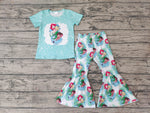 GSPO0393 Cartoon Mermaid Fish Sky Blue Girl's Set