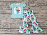 GSPO0393 Cartoon Mermaid Fish Sky Blue Girl's Set