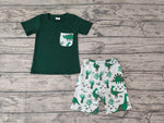 SALE BSSO0116 Summer Green Dinosaur Boy's Shorts Set