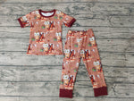 BSPO0061 Cowboy horse riding Cactus Brown Boy's Set Pajamas