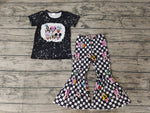 GSPO0445 Cartoon Mouse Black Plaid Girl's Set