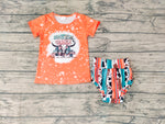 GBO0069 Western Something Orance Cactus Stripe Girl's Bummie Set