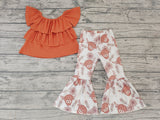 GSPO0464 New Cow Flower Ruffles Girl's Set