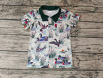 BT0159 New Mallard Duck Straw Green Short Sleeves Buttons Boy's Shirt