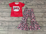 GSPO0432 Peace Love Crawfish Red Leopard Girl's Set