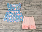 GSSO0168 Summer Chicken Animal Pink Cute Girl's Shorts Set