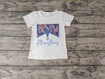 GT0133 Denim Skull Bull White Short Sleeves Girl's Shirt