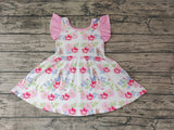 GSD0223 Easter Rabbit Cartoon Rose Flower Pink Girl's Dress