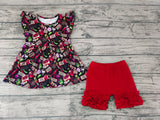 GSSO0169 Crawfish Red Cute Girl's Shorts Set