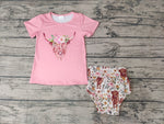 SALE GBO0074 Cow Flower Pink Girl's Bummie Set