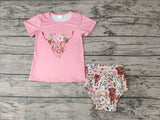 SALE GBO0074 Cow Flower Pink Girl's Bummie Set