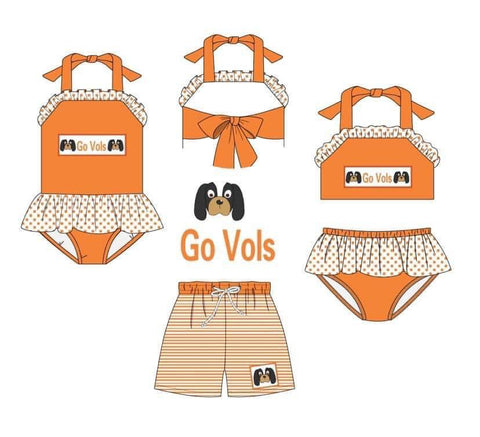 MOQ 8 pcs Each Style Custom Style Go Vols Orang Dog Swimwear