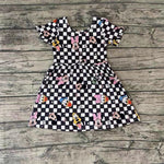 SALE GSD0235 Cartoon Mouse Black Plaid Girl's Dress