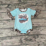 SR0116 Happy Easter Egg Car Leopard Blue Cute Baby Boy's Romper