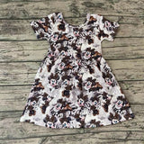 SALE GSD0232 Cartoon Mouse Leopard Brown Girl's Dress