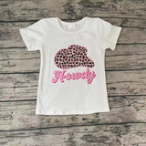 GT0138 HOWDY Hat Leopard White Short Sleeves Girl's Shirt