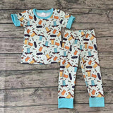 BSPO0077 Easter Bunny Carrot Blue Boy's Set Pajamas