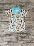 BT0170 Easter Bunny Carrot Blue Short Sleeves Boy's Shirt