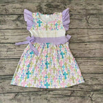 GSD0190 Easter Cross Cute Purper Bow Girl's Dress