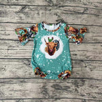 SR0126 Girl's Western Cow Leopard Cactus Baby Bubble Girl's Romper