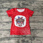 GT0114 National day Cow Red Flag Girl's Shirt Top